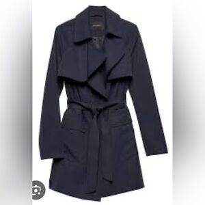 Banana Republic Soft Trench Coat Size XS Navy Blue